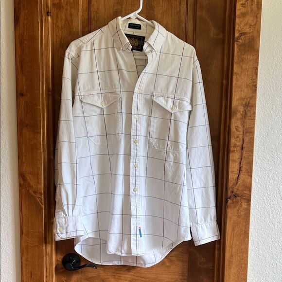 VINTAGE Ralph Lauren Blue Label White Plaid Men's Shirt - Picture 1 of 5
